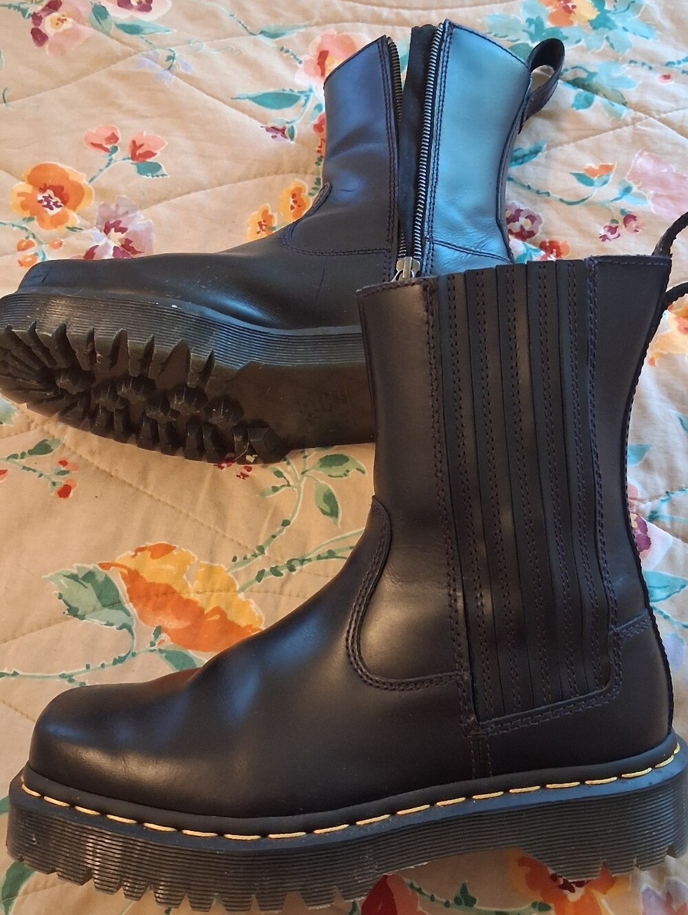 Dr Martens Square Toe Leather Chelsea Biker Boots